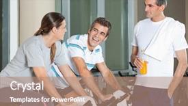  Presentation with spinning - Beautiful PPT theme featuring spinning bike in health club backdrop and a coral colored foreground