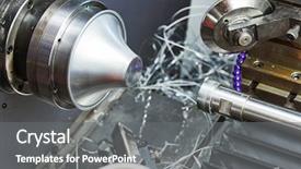  Presentation with metal forming - Theme having spinning blank on cnc lathe background and a gray colored foreground