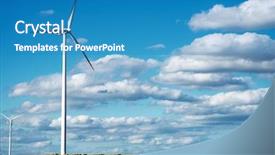  Presentation with offshore wind turbine installation - PPT layouts with spinning earth - wind generator turbines on summer background and a teal colored foreground