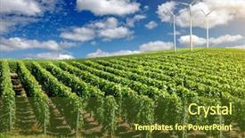  Presentation with wind turbines - Audience pleasing slides consisting of spinning earth - wind generators turbines on summer backdrop and a tawny brown colored foreground