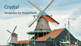  Presentation with windmill - Amazing slides having two traditional dutch windmill near backdrop and a light blue colored foreground