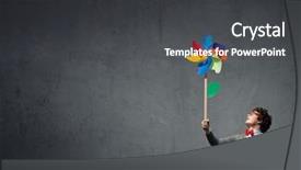  Presentation with colorful - Presentation design with wind ventilator - young happy guy in casual background and a dark gray colored foreground