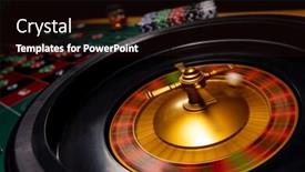  Presentation with roulette - Colorful slide set enhanced with spinning-roulette-table-close-up backdrop and a wine colored foreground