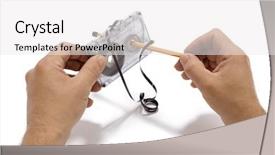  Presentation with cassette - Amazing slide set having spinning tape cassette by pencil backdrop and a white colored foreground