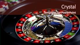  Presentation with roulette - Slide deck having spinning wheel - casino roulette and playing chips background and a tawny brown colored foreground