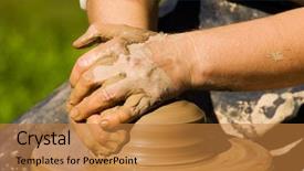  Presentation with potter hands making in clay - Amazing presentation theme having spinning wheel - potters hands starting to make backdrop and a gold colored foreground