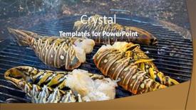  Presentation with barbecue - Slide deck with spiny-lobsters-cooked-and-grilled background and a ocean colored foreground