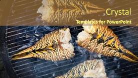  Presentation with barbecue - Amazing slide deck having spiny-lobsters-cooked-and-grilled backdrop and a tawny brown colored foreground