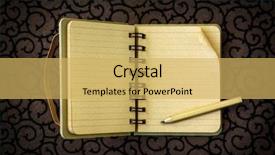  Presentation with spiral notebook - Audience pleasing theme consisting of spiral album - opened vintage notebook and pencil backdrop and a yellow colored foreground