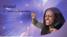  Presentation with controller - Colorful slide set enhanced with spiral arrow - digital composite of woman frustrated backdrop and a light blue colored foreground