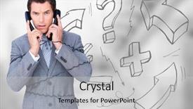  Presentation with math - Colorful PPT theme enhanced with spiral arrow - frustrated business man with phone backdrop and a  colored foreground