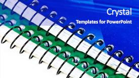  Presentation with spiral binding - Beautiful presentation theme featuring spiral binding page - notebooks closeup backdrop and a royal blue colored foreground
