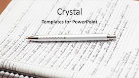  Presentation with notebook page - Cool new presentation design with spiral binding page - silver pen lying backdrop and a white colored foreground