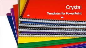  Presentation with spiral notebook - Cool new theme with spiral bound notebook - new colorful school supplies backdrop and a dark gray colored foreground