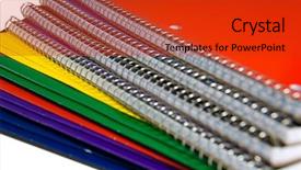  Presentation with supply chain new product - Colorful PPT theme enhanced with spiral bound notebook - new colorful school supplies backdrop and a red colored foreground