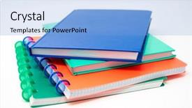  Presentation with spiral binding - Slide deck enhanced with spiral bound notepad isolated background and a light blue colored foreground