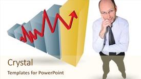  Presentation with growth chart - Presentation theme having spiral development - businessman with an upwards growth background and a cream colored foreground