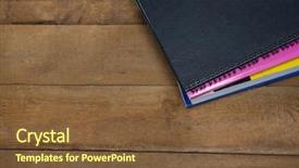  Presentation with development - Presentation design consisting of spiral development - close-up of book stack background and a  colored foreground