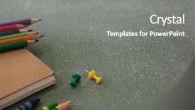  Presentation with crayons - Beautiful PPT layouts featuring spiral development - close-up of color pencils crayons backdrop and a gray colored foreground