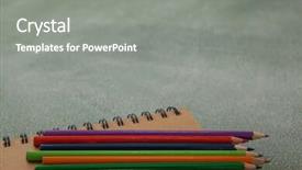  Presentation with color pencils - Presentation design having spiral development - close-up of color pencils background and a  colored foreground