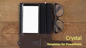  Presentation with diary - Presentation consisting of spiral development - diary smart watch pencil smartphone background and a  colored foreground