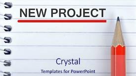  Presentation with notepad - Slide deck with spiral development - new project text on notepad background and a sky blue colored foreground