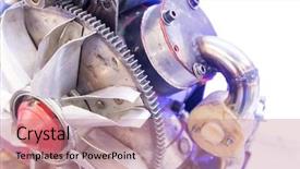  Presentation with turbine - Presentation design with spiral development - turbine metal mechanism details background and a coral colored foreground