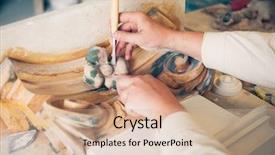  Presentation with decor - Audience pleasing presentation theme consisting of spiral model - hands of restorer working backdrop and a  colored foreground