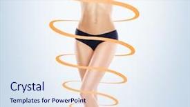  Presentation with slim body - PPT layouts having spiral model - slim and sporty female body background and a sky blue colored foreground