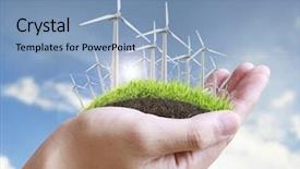  Presentation with turbine - Audience pleasing PPT theme consisting of spiral model - wind turbine in a man backdrop and a light blue colored foreground