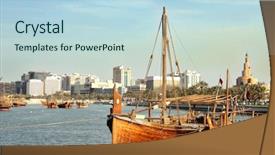  Presentation with vertical - PPT theme having spiral mosque in doha qatar background and a light blue colored foreground