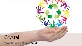  Presentation with colorful hand prints - Presentation with spiral of colorful hand print background and a  colored foreground