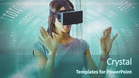  Presentation with coding binary code blue polygonal - Amazing slide deck having spiral of shiny binary code backdrop and a  colored foreground