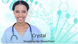  Presentation with mature female surgeon - PPT theme enhanced with spiral pattern of helix model background and a  colored foreground