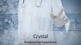  Presentation with hand touching finger digital - PPT theme consisting of spiral pattern of helix model background and a light blue colored foreground