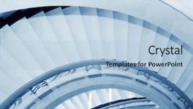  Presentation with stairway - Presentation having spiral staircase wooden handrail background and a light blue colored foreground