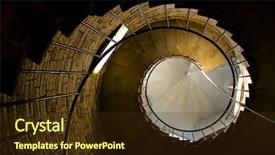  Presentation with tower - Slide deck featuring spiral stairs tower abstract point background and a tawny brown colored foreground