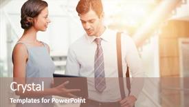  Presentation with t shirt screen print - Cool new presentation theme with spiral stairway - businessman is touching backdrop and a coral colored foreground