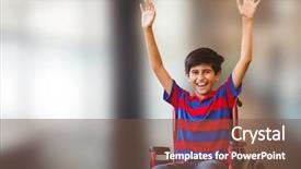  Presentation with stairway - Slide deck enhanced with spiral stairway - digital composite of disabled boy background and a tawny brown colored foreground