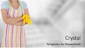  Presentation with apron - Slides enhanced with spiral stairway - digital composite of woman background and a light gray colored foreground