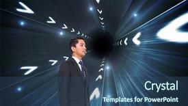  Presentation with composite - Audience pleasing slide set consisting of spiral up arrow - composite image of serious businessman backdrop and a  colored foreground