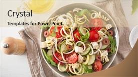  Presentation with greek - Amazing presentation theme having spiralized courgette salad greek style backdrop and a lemonade colored foreground