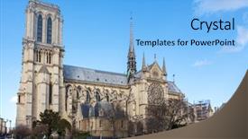  Presentation with notre dame - Presentation design featuring side elevation with spire background and a light blue colored foreground