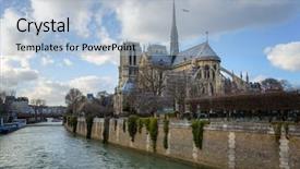  Presentation with notre dame - Cool new PPT theme with rear elevation with spire backdrop and a light blue colored foreground