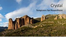  Presentation with thank you mountains - Slide set consisting of blue spire - riglos mountains known as mallos background and a light blue colored foreground