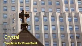  Presentation with city church - Beautiful slide deck featuring spires of trinity church backdrop and a  colored foreground