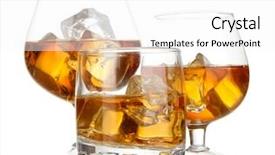  Presentation with brandy - Colorful PPT layouts enhanced with spirit - brandy glasses with ice isolated backdrop and a white colored foreground