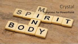  Presentation with holistic - Amazing presentation design having spirit-mind-and-body-crossword backdrop and a coral colored foreground
