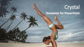  Presentation with yoga - Slide deck consisting of spirit mind body - young woman practicing yoga background and a gray colored foreground