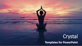  Presentation with body soul spirit - PPT theme with spirit soul body - female yoga silhouette background and a navy blue colored foreground